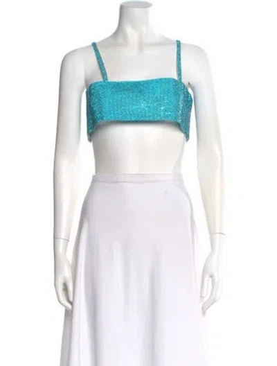 Pre-owned Nué Square Neckline Sleeveless Crop Top In White