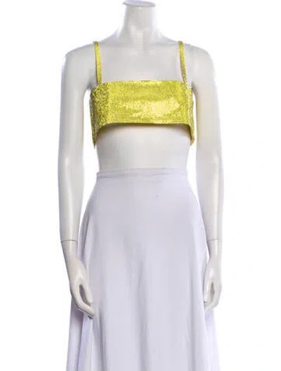 Pre-owned Nué Square Neckline Sleeveless Crop Top In Yellow