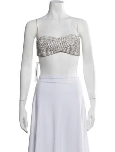 Pre-owned Nué Strapless Crop Top In Silver