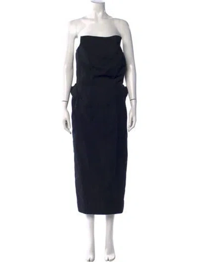 Pre-owned Nué Strapless Midi Length Dress In Black