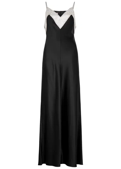 Nue Studio Vivienne Crystal-embellished Satin Dress In Black