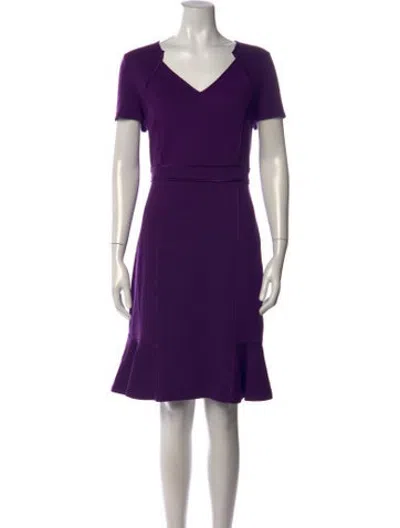 Pre-owned Nué V-neck Knee-length Dress In Purple