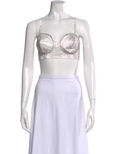 Pre-owned Nué V-neck Sleeveless Crop Top In Neutral