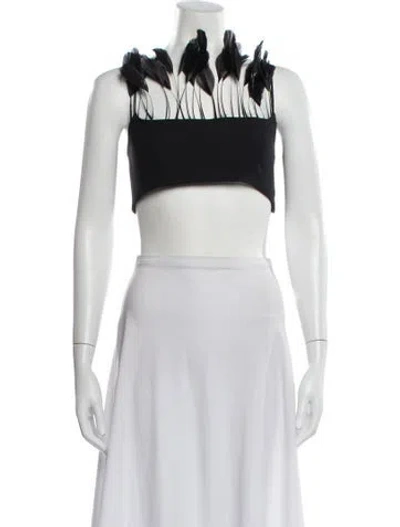 Pre-owned Nué Wool Square Neckline Crop Top In Black