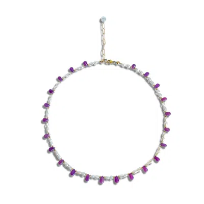 Nueva Luxe Women's Blush Pink Sapphire & Pearl Necklace In Metallic