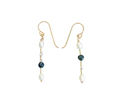 Nueva Luxe Women's Deep Blue Sapphire & Pearl Dangle Earrings In Gray