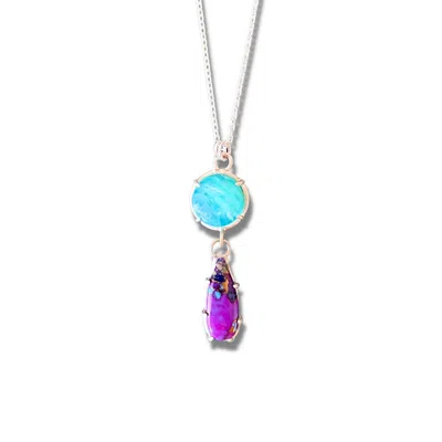 Nueva Luxe Women's Opal & Purple Turquoise Necklace - Silver In Blue