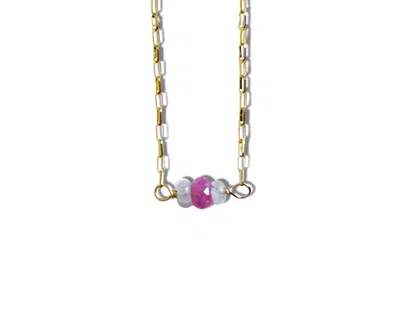 Nueva Luxe Women's Pink Sapphire & Gleaming Moonstone Necklace In Gold