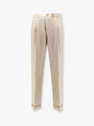 Nugnes 1920 Clark-fu Linen Trousers In Neutral
