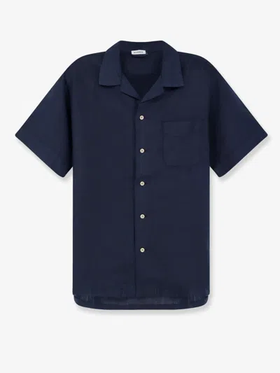 Nugnes 1920 Linen And Cotton Shirt In Blue