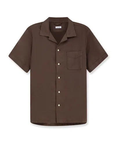 Nugnes 1920 Linen And Cotton Shirt In Brown