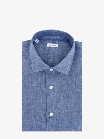 Nugnes 1920 Linen Shirt In Blue