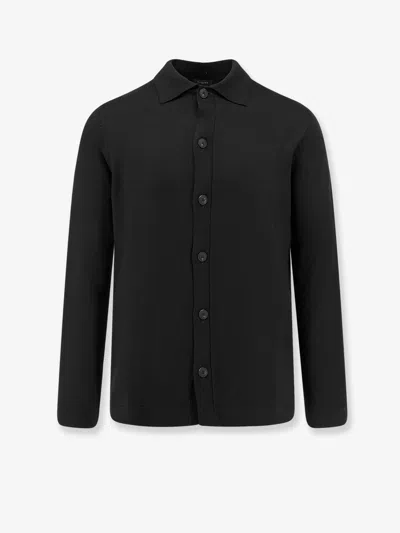 Nugnes 1920 Virgin Wool Cardigan With Collar In Black