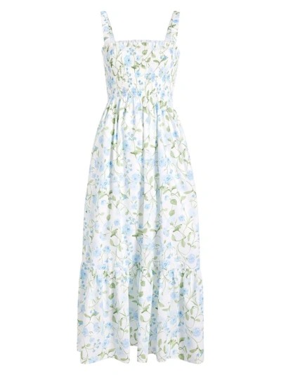 Null Women's The Anjuli Nap Dress In Blue Peony Bouquet