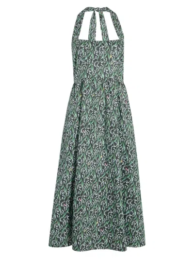 Null Women's The Fleur Midi Dress In Lily Of The Valley Black