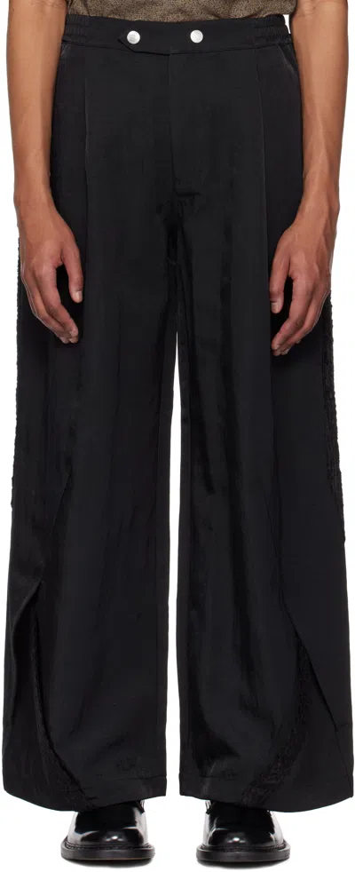 Nullus Black Corduroy Paneled Athletes Track Pants