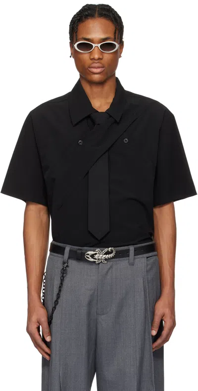 Nullus Black Seersucker Polo