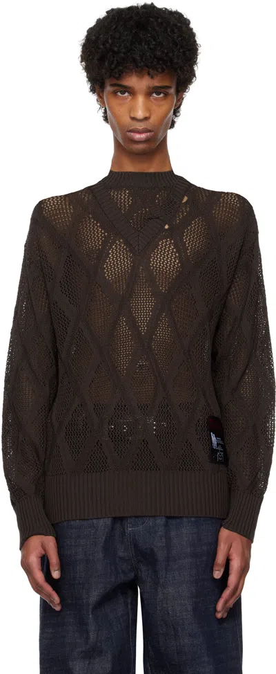 Nullus Brown Deconstructed Logenze Knitted Sweater