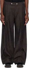 Nullus Brown Intertwined Structure Trousers In Brown