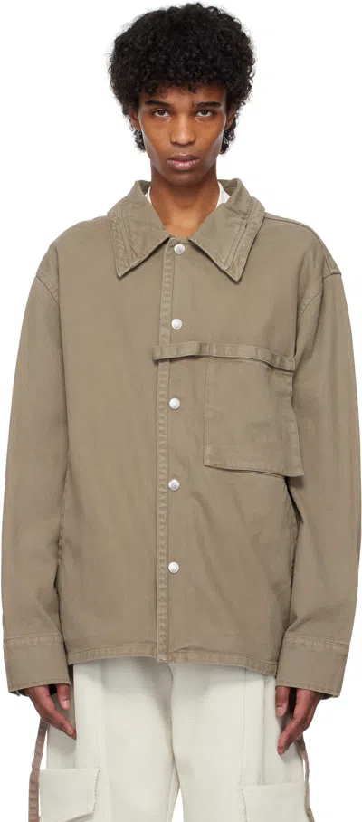 Nullus Brown Rope Denim Jacket In Washed Brown