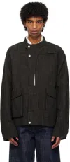 Nullus Gray & Brown Deconstructed Multi Collar Jacket In Reverse Brindle
