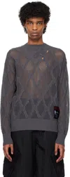 Nullus Gray Deconstructed Logenze Knitted Sweater In Cold Grey