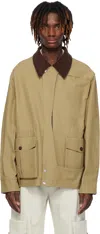 Nullus Khaki Corduroy Paneled Michigan Jacket In Khaki