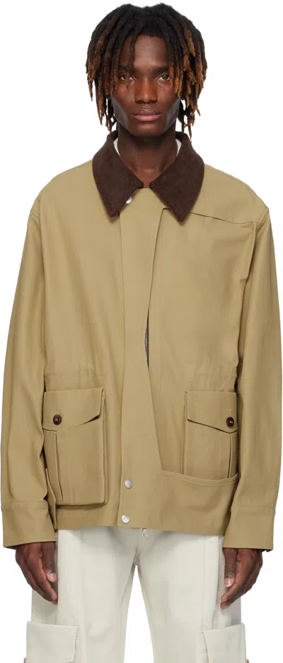 Nullus Khaki Corduroy Paneled Michigan Jacket