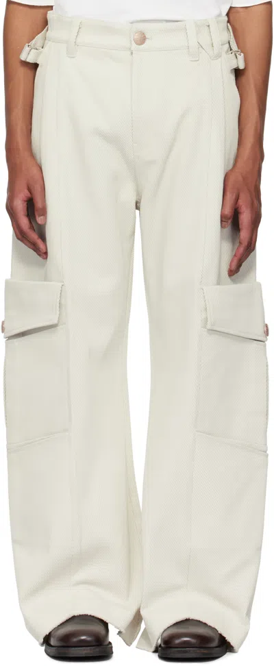 Nullus Off-white 8-pocket Cargo Pants In Ivory