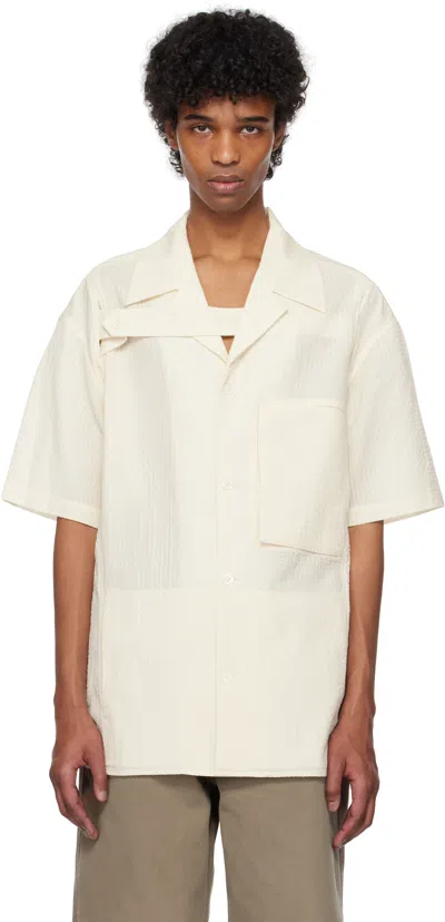 Nullus Off-white Dry Button Strap Short Sleeve Shirt In Ivory