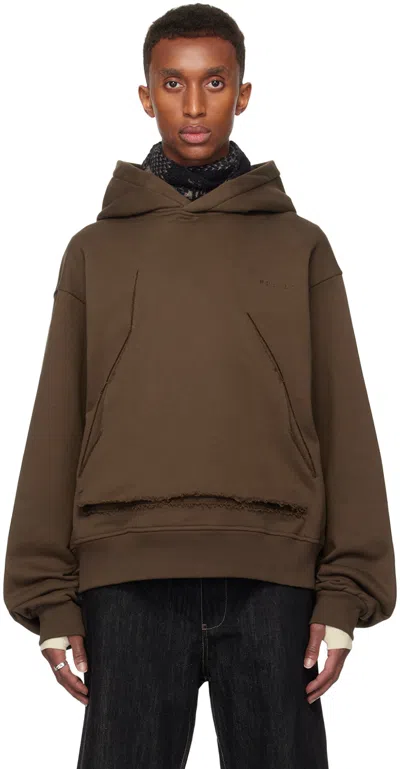 Nullus Studios Brown Slit Cut Hoodie In Chocolate
