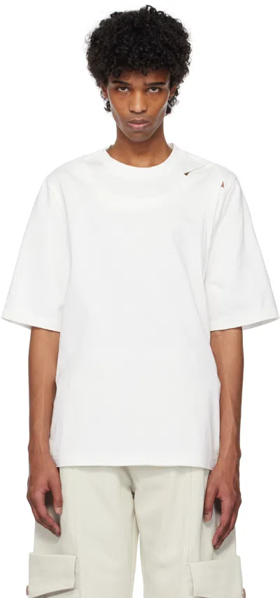 Nullus White Impaled & Deconstructed Collar T-shirt