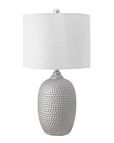 Nuloom 21in Maia Stippled Metal Vase Cotton Shade Table Lamp In Gray