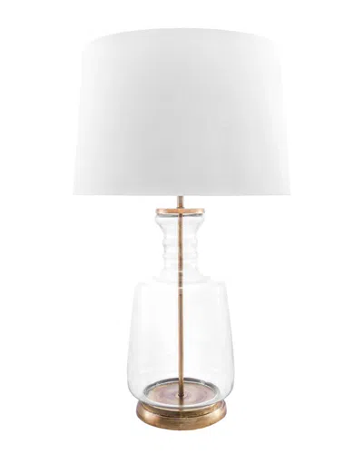 Nuloom 24in Briella Clear Glass Cotton Shade Table Lamp In White