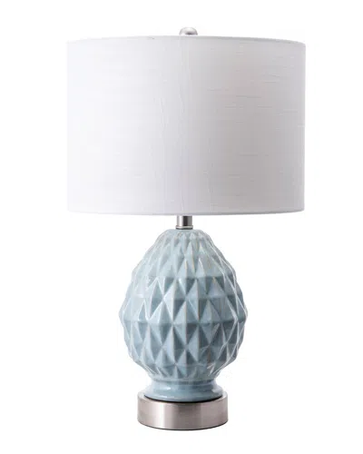 Nuloom 24in Textured Veronica Ceramic Egg Burlap Shade Table Lamp In Blue