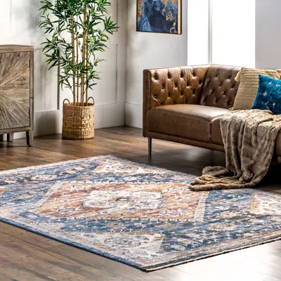 Nuloom Addison Transitional Faded Medallion Fringe Area Rug In Multi