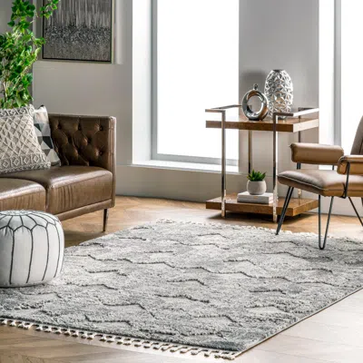 Nuloom Agata Textured Tassel Area Rug In Gray
