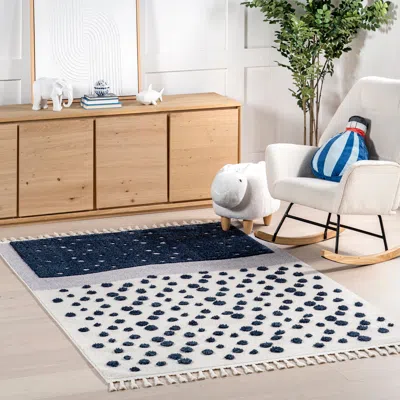 Nuloom Alena Starry Night High-low Kids Tasseled Area Rug In Blue