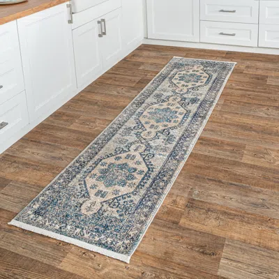 Nuloom Alexis Vintage Distressed Medallion Area Rug In Gray