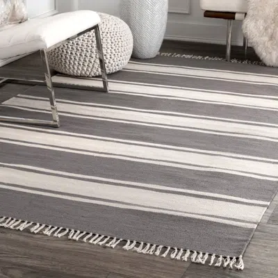 Nuloom Allie Striped Flatweave Area Rug In Gray