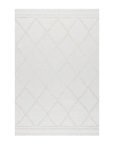 Nuloom Amalie Trellis Fringe Rug In White