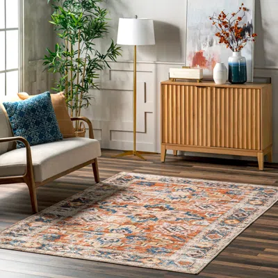 Nuloom Annica Multi Medallion Machine Washable Area Rug In Brown