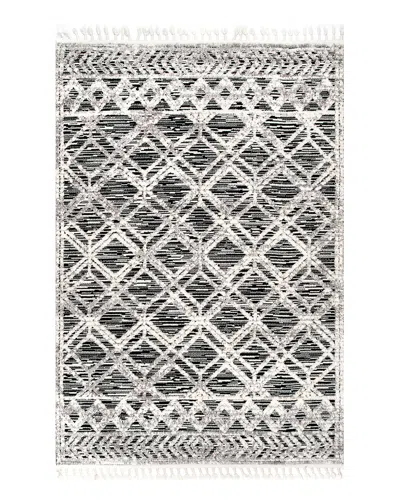 Nuloom Ansley Shaggy Lattice Tassel Rug In Grey