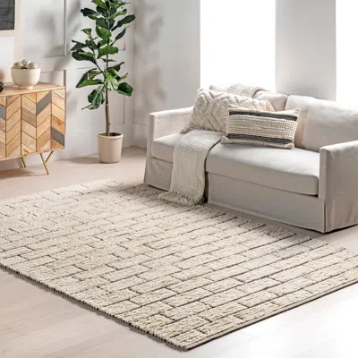 Nuloom Ariana Brick Pattern Wool Blend Area Rug In Neutral