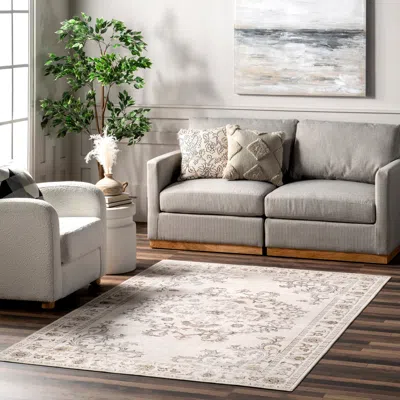 Nuloom Arwen Vintage Traditional Machine Washable Area Rug In White