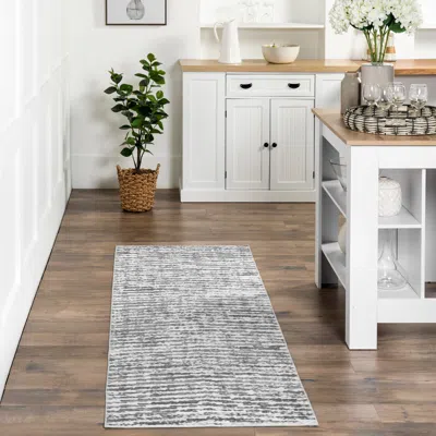 Nuloom Avelina Abstract Stripes Machine Washable Area Rug In Burgundy