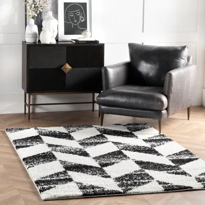 Nuloom Avery Herringbone Cozy Shag Area Rug In Black