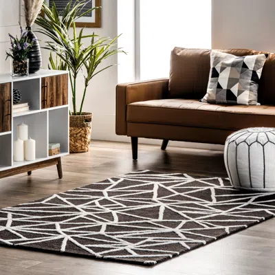 Nuloom Berkley Hand Tufted Wool Abstract Contemporary Area Rug In Brown