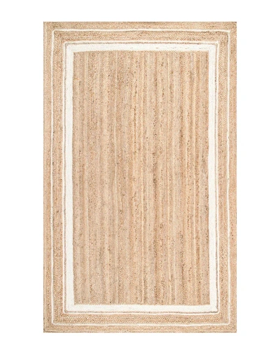 Nuloom Braided Rikki Border Jute Rug In Neutral