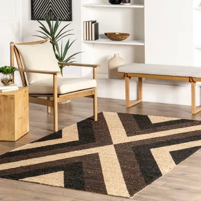 Nuloom Bretta Geometric Braided Jute Area Rug In Brown
